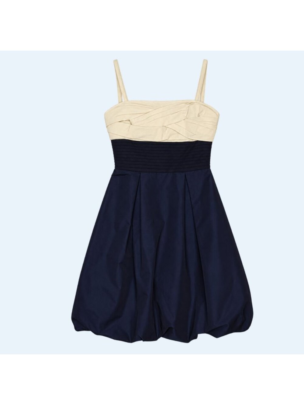BCBGMAXAZRIA Dress Womens 2 NWT Strapless Bubble Ivory Black Blue Cocktail Mini
